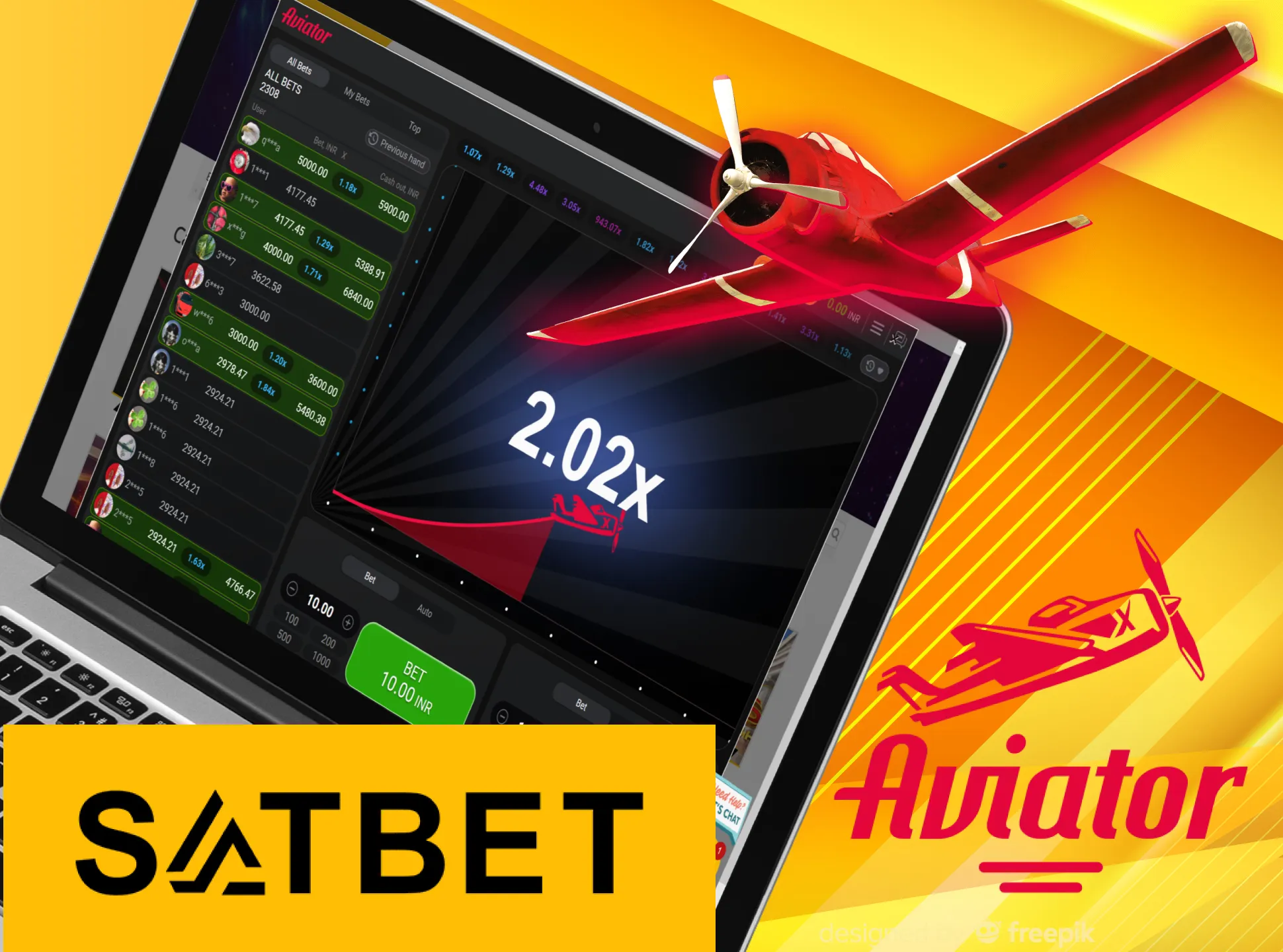 Win biggest winnings at Satbet by playing Aviator game.