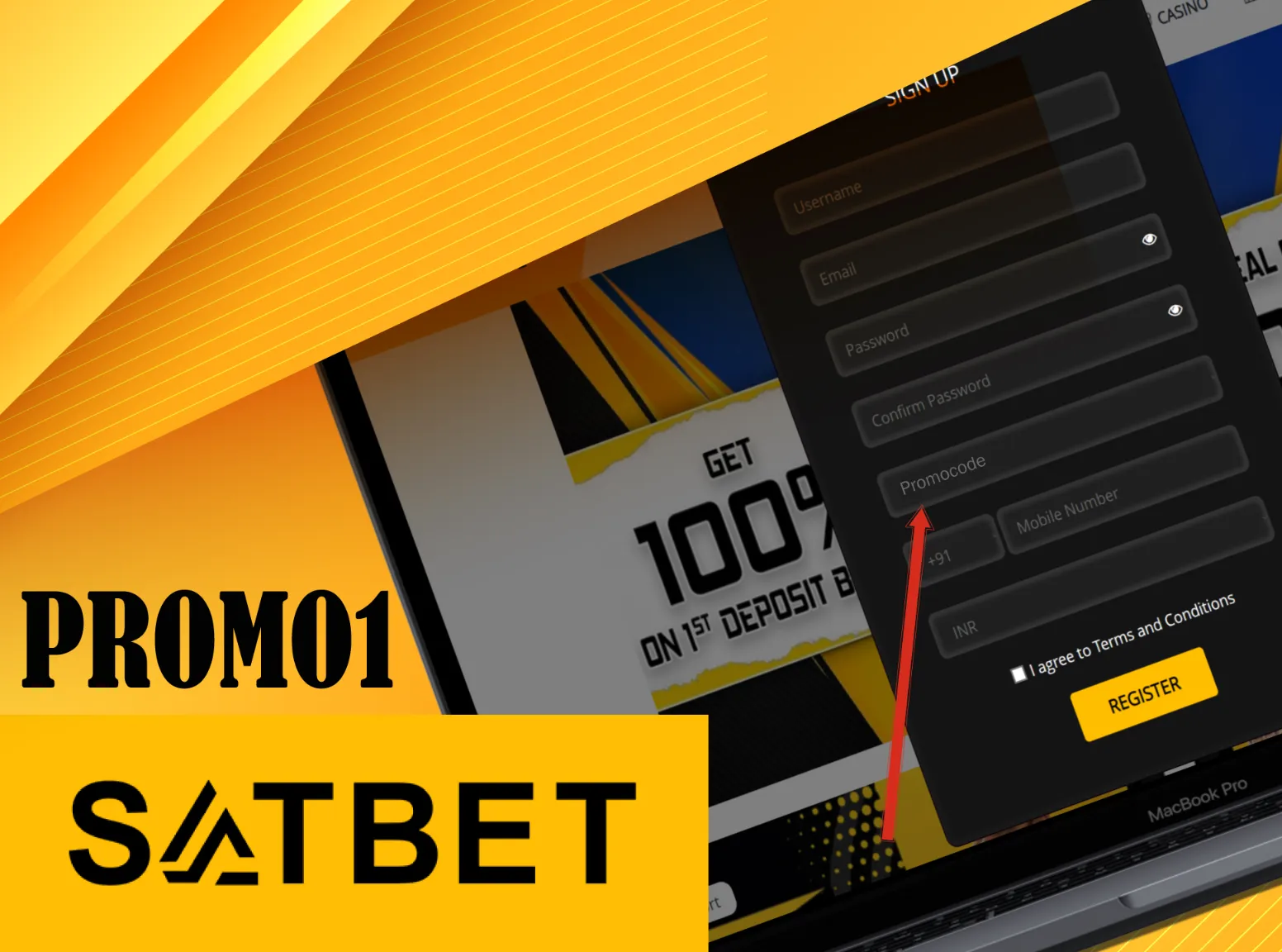 Insert Satbet promocode during registration.