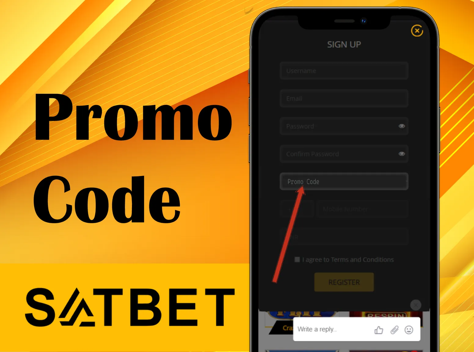 Insert your Satbet promo code during registration Satbet.