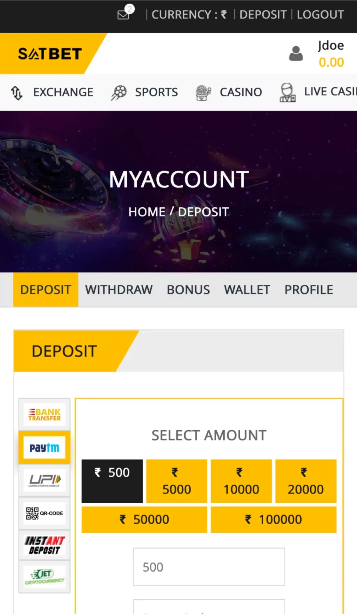 Make first deposit.