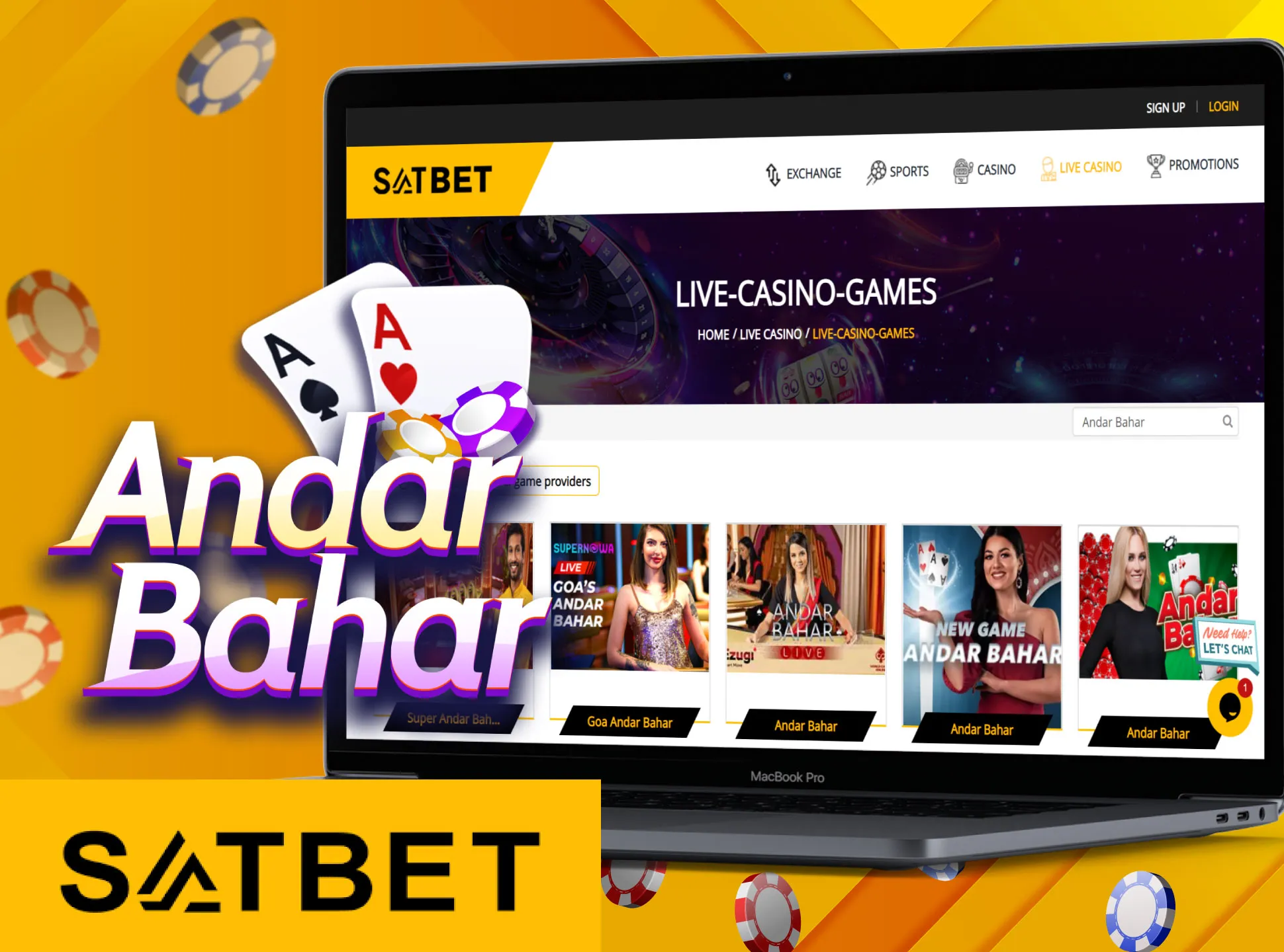 Win money by playing the Andar Bahar game in the Satbet casino.