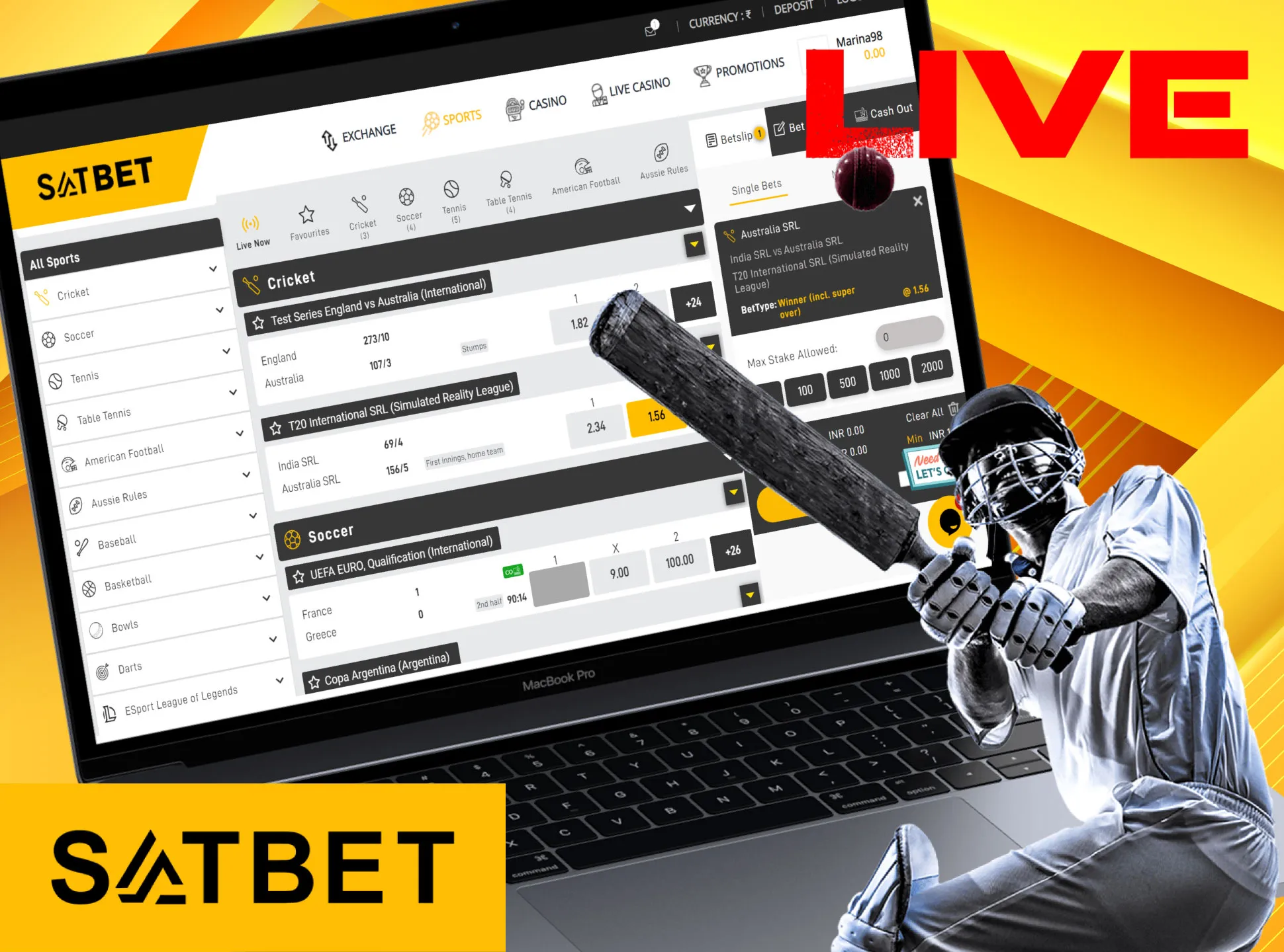 Bet on your favorite cricket teams on the Satbet cricket page.