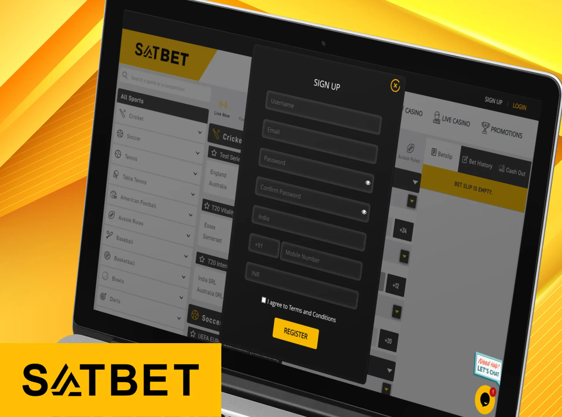 Make your own Satbet account.