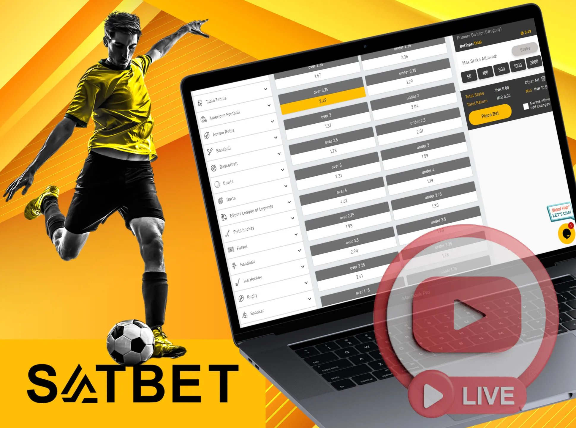 Watch football matches online on the special Satbet page.