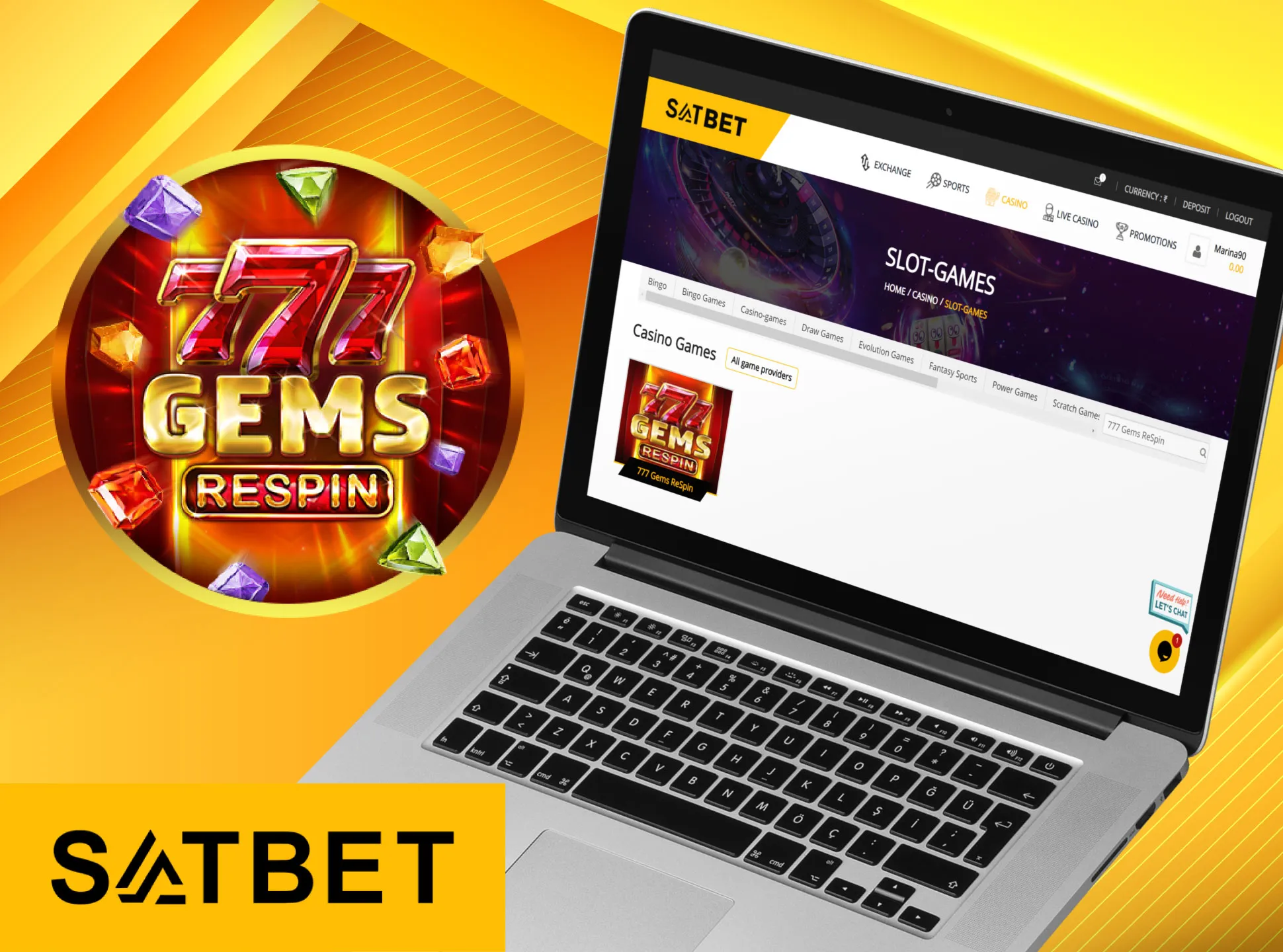 Win money in the 777 Gems slot at the Satbet.