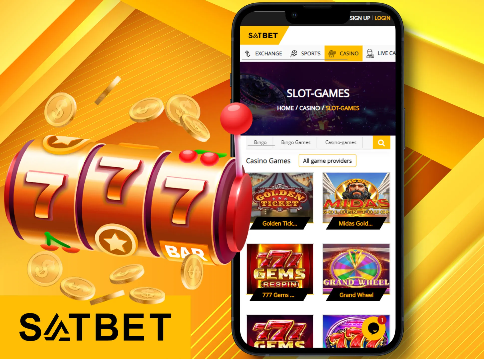 Play slot games in the Satbet app.