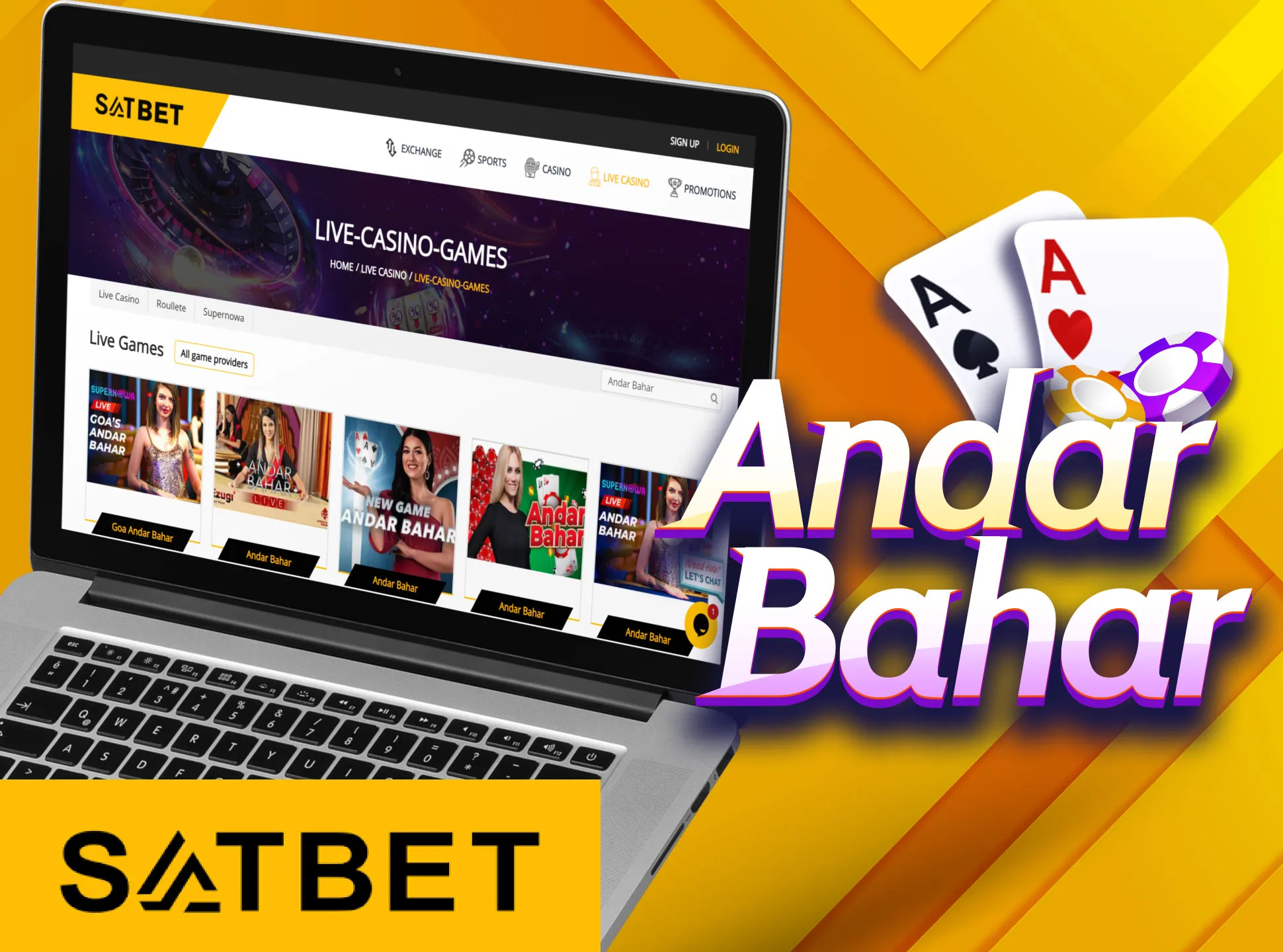 In the live casino section, you can play Andar Bahar with a real dealer.