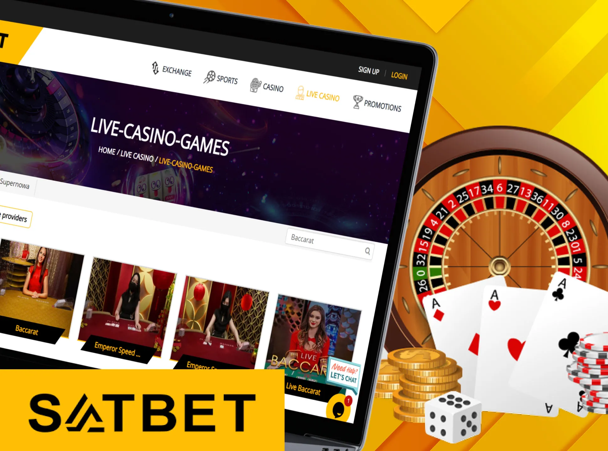 In the live casino section, you can play baccarat online.