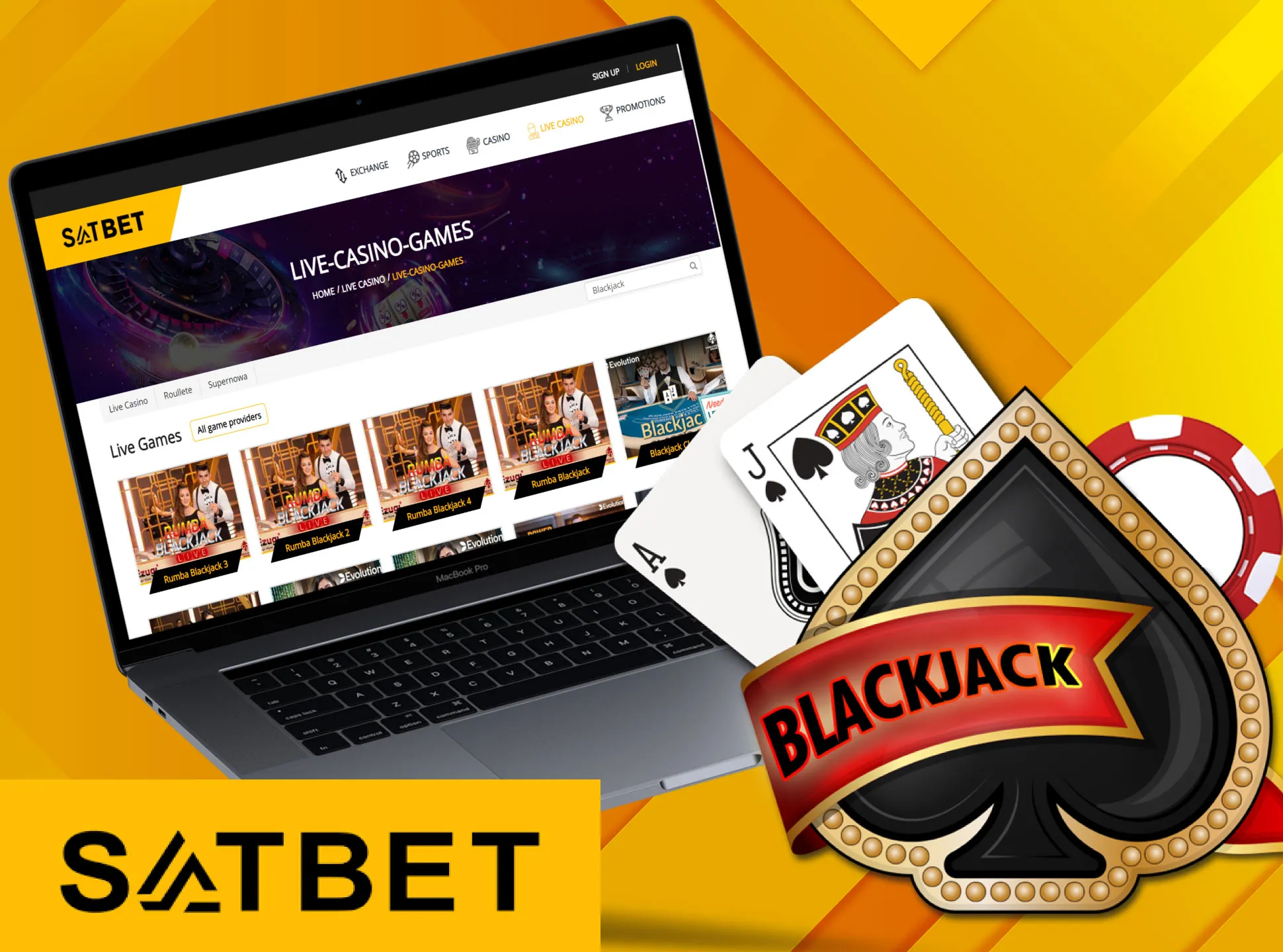 In the live casino section, you can play the game of blackjack.