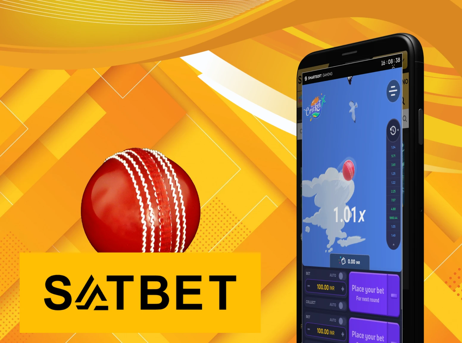 Play Cricket X through the Satbet app.