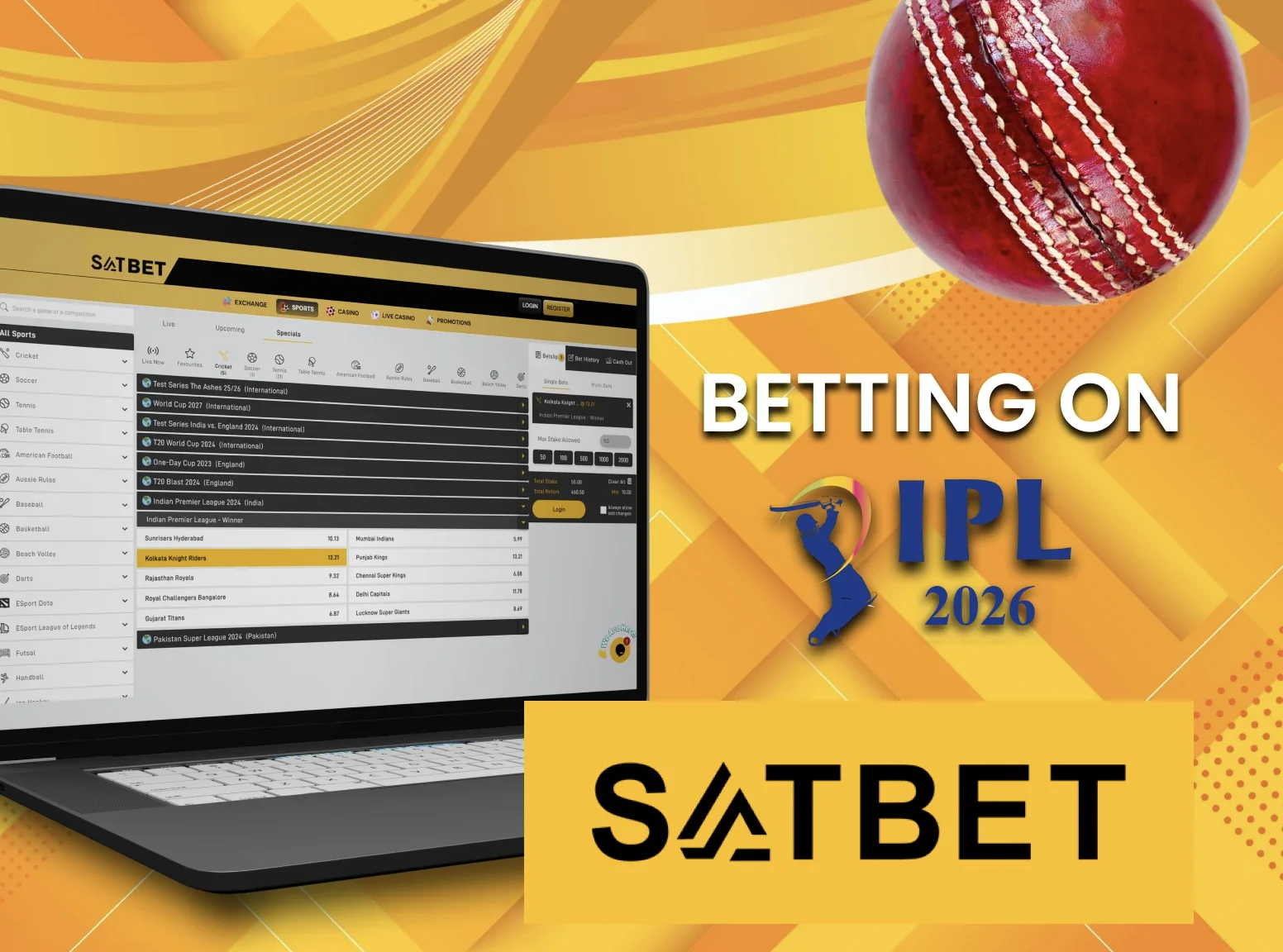 Choose the IPL 2026 event for betting on Satbet.