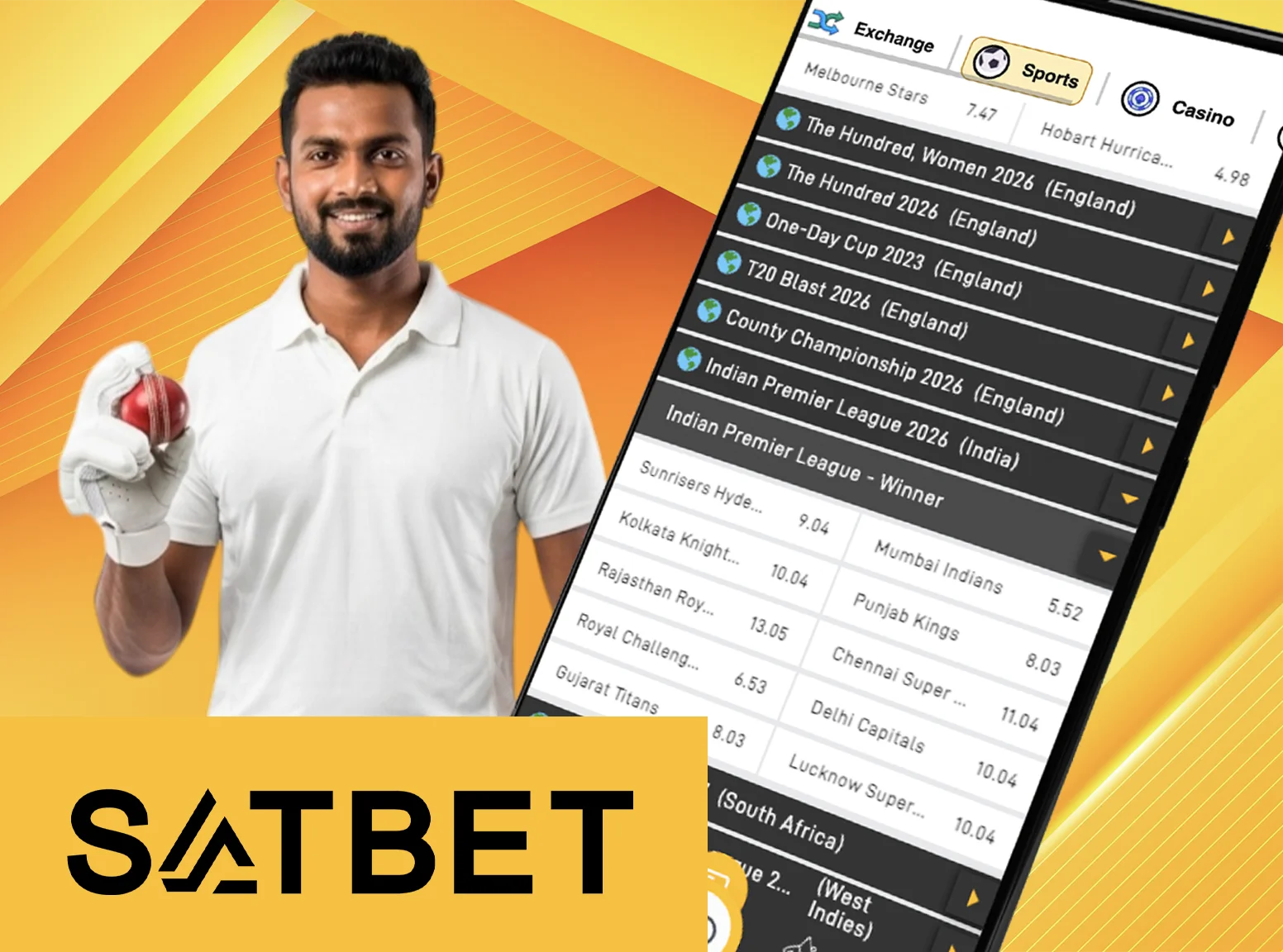 At Satbet, you will find the highest odds for betting on IPL 2026.